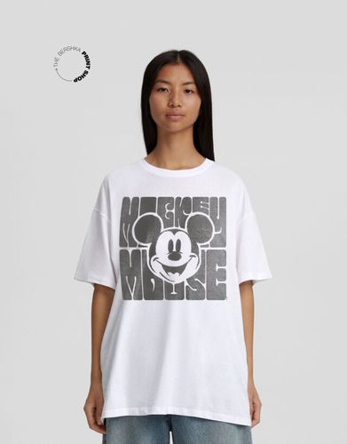Camiseta Mickey Manga Corta Oversize Fit Print Mujer M - Bershka - Modalova
