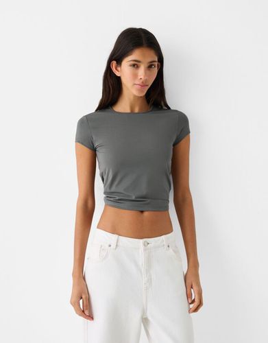 Camiseta Manga Corta Espalda Abierta Mujer Xs - Bershka - Modalova