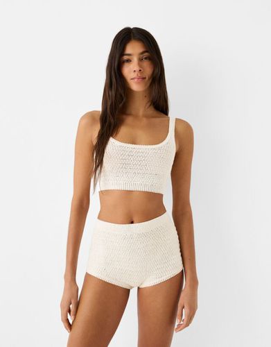 Top Crochet Cuello Redondo Mujer Xs - Bershka - Modalova