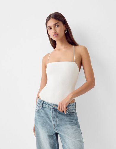 Body Tirantes Rib Mujer Xs - Bershka - Modalova