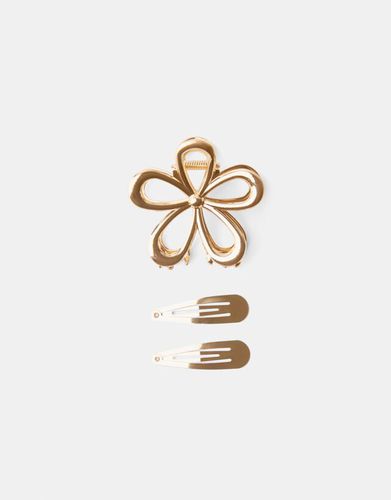 Pack Pinza Pelo Flor Y 2 Clips Mujer - Bershka - Modalova