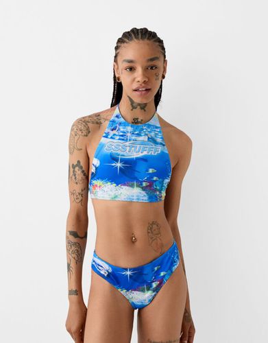 Top Bikini Berssshka X Ssstufff Print Mujer Xs - Bershka - Modalova