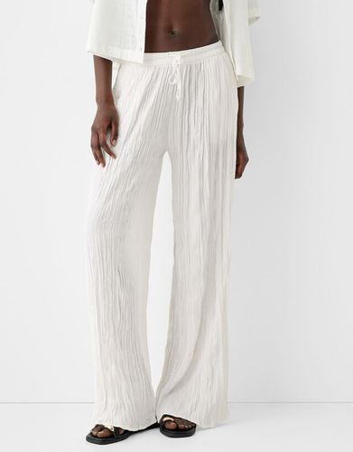 Pantalón Wide Leg Efecto Arrugado Mujer L - Bershka - Modalova