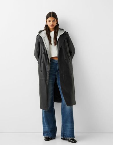 Abrigo Trench Efecto Piel Mujer Xs - Bershka - Modalova