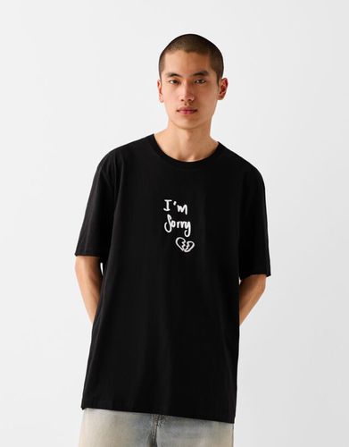 Camiseta Manga Corta Print Bordado Hombre M - Bershka - Modalova