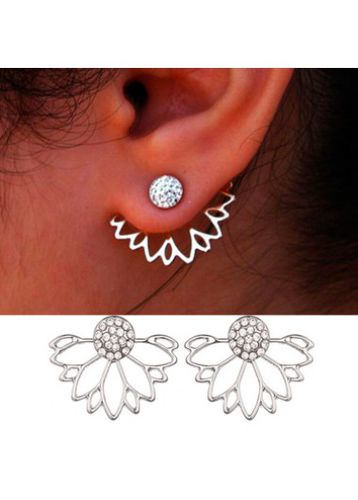 Lotus Shape Rhinestone Earrings for Lady - unsigned - Modalova