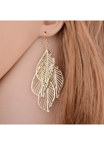 Leaf Design Gold Metal Detail Earring Set - unsigned - Modalova