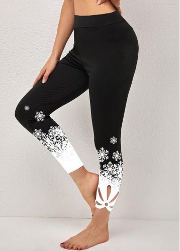 Black Snowflake Print High Waisted Leggings - unsigned - Modalova