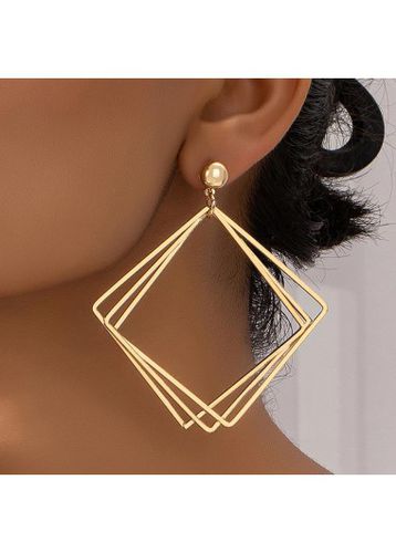 Gold Metal Detail Geometric Design Earrings - unsigned - Modalova