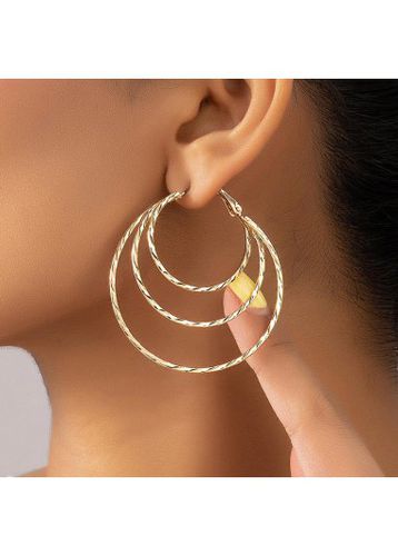 Gold Round Alloy Geometric Design Earrings - unsigned - Modalova