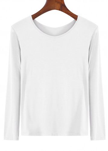 White Long Sleeve Round Neck T Shirt - unsigned - Modalova