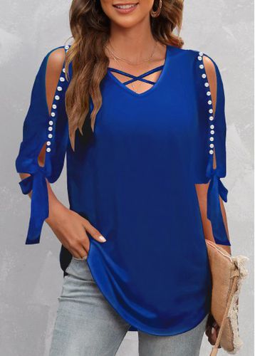 Pearl Design Cold Shoulder Dark Blue T Shirt - unsigned - Modalova