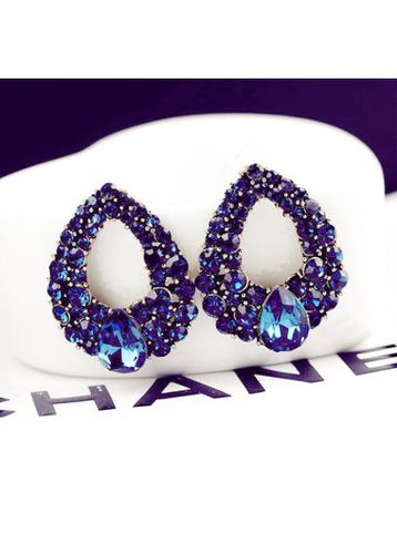 Pair Dark Blue Waterdrop Earrings - unsigned - Modalova