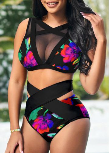 Patchwork Floral Print Multi Color Bikini Top - unsigned - Modalova