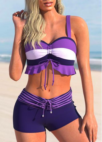 Mid Waisted Striped Purple Swim Shorts - unsigned - Modalova