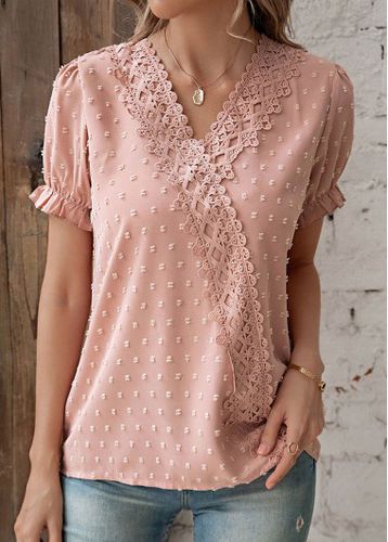 Dusty Pink Patchwork Short Sleeve T Shirt - unsigned - Modalova