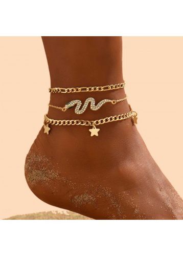 Golden Star Layered Snake Design Anklet Set - unsigned - Modalova
