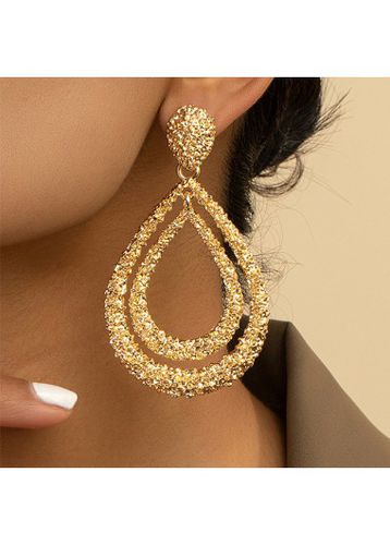 Gold Metal Detail Teardrop Design Earrings - unsigned - Modalova