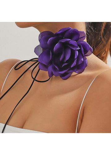 Purple Rose Shape Design Tie Necklace - unsigned - Modalova
