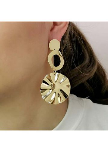 Gold Alloy Round Cutout Detail Earrings - unsigned - Modalova