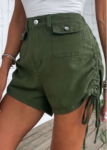 Olive Green Pocket Regular Button Fly Shorts - unsigned - Modalova
