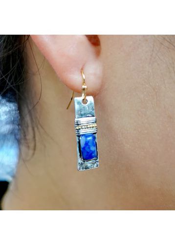 Royal Blue Rectangle Design Alloy Earrings - unsigned - Modalova