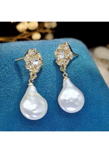 White Pearl Detail Teardrop Design Earrings - unsigned - Modalova
