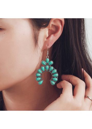 Mint Green Alloy Retro Hollow Design Earrings - unsigned - Modalova