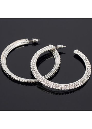 Hot Drilling Silvery White Round Earrings - unsigned - Modalova