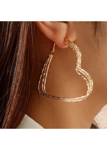Golden Heart Shape Design Alloy Earrings - unsigned - Modalova