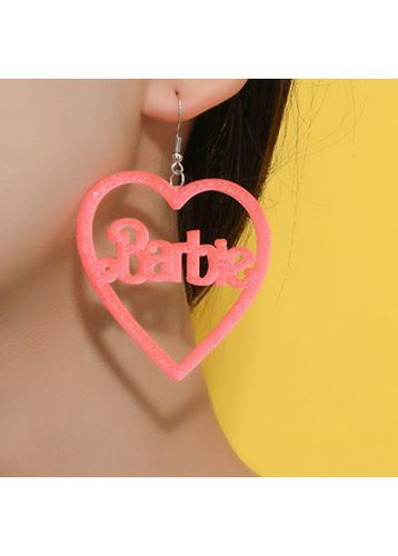 Pink Heart Cutout Letter Detail Earrings - unsigned - Modalova