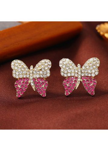 Silver Rhinestone Butterfly Alloy Detail Earrings - unsigned - Modalova