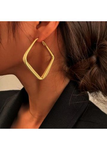 Golden Square Geometric Design Alloy Earrings - unsigned - Modalova