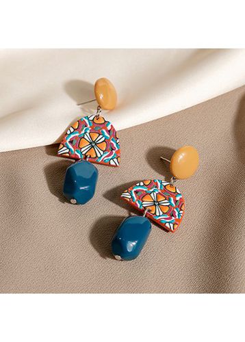 Multi Color Geometric Floral Print Earrings - unsigned - Modalova