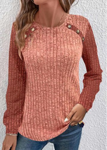 Dusty Pink Ruched Long Sleeve Round Neck Sweatshirt - unsigned - Modalova