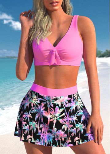Lace Up Wide Strap Neon Pink Bikini Top - unsigned - Modalova
