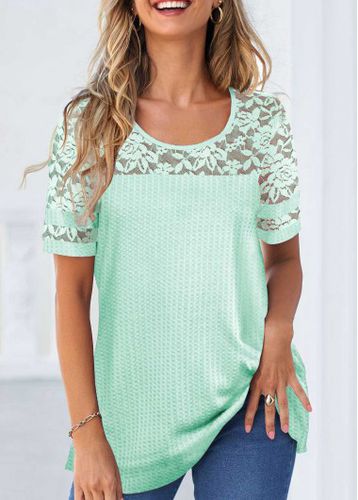 Mint Green Lace Short Sleeve T Shirt - unsigned - Modalova
