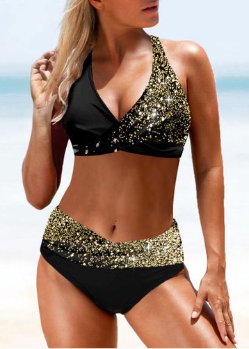 Criss Cross Gold Shinning Bikini Top - unsigned - Modalova