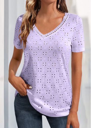 Light Purple Lace Short Sleeve T Shirt - unsigned - Modalova