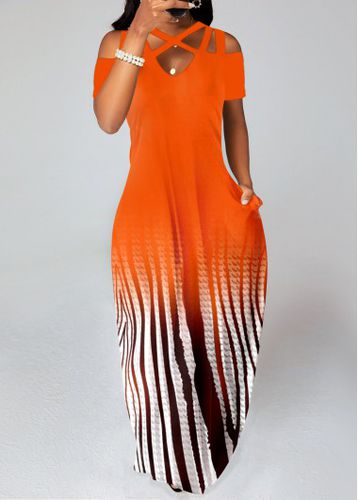 Orange Criss Cross Ombre Maxi Dress - unsigned - Modalova