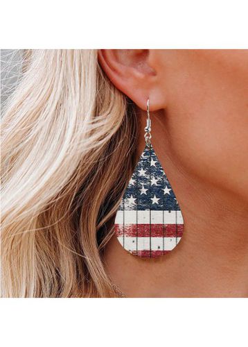 Multi Color Teardrop American Flag Print Earrings - unsigned - Modalova