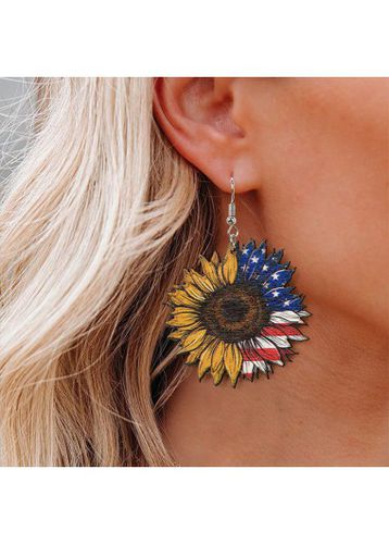 Multi Color Round Flower Design Earrings - unsigned - Modalova