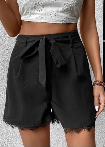 Black Bowknot Regular Drawastring High Waisted Shorts - unsigned - Modalova