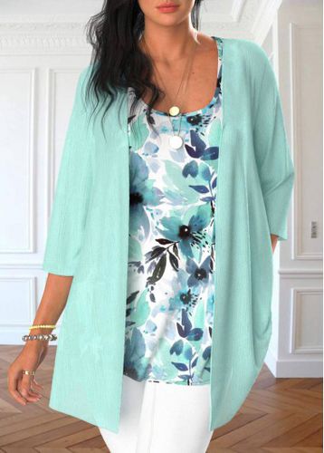Mint Green Two Piece Tank Top and Cardigan - unsigned - Modalova