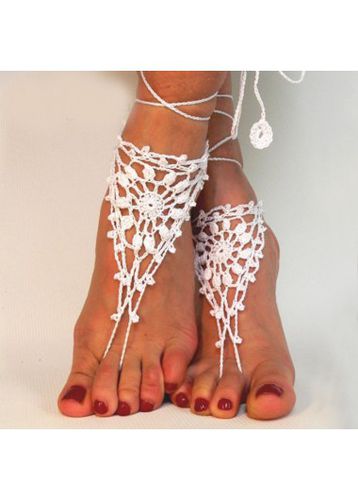 White Triangle Lace Up Weave Anklet Set - unsigned - Modalova