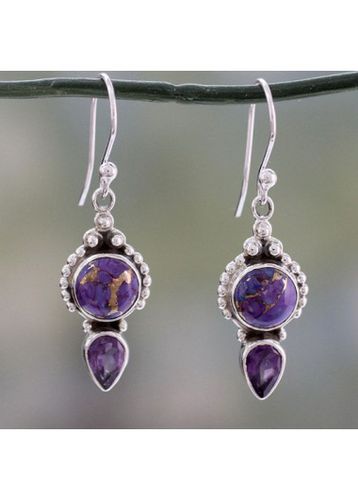Hot Drilling Purple Alloy Detail Earrings - unsigned - Modalova