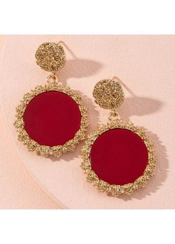 Red Round Alloy Vintage Geometric Earrings - unsigned - Modalova