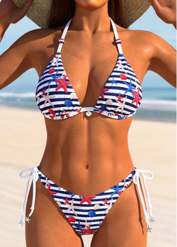 Tie Marine Life Print Navy Bikini Set - unsigned - Modalova