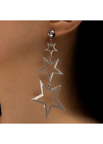 Silvery White Geometric Star Alloy Earrings - unsigned - Modalova