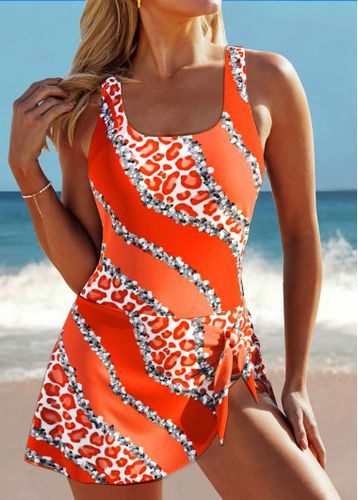 Tie Leopard Orange One Piece Swimdress - unsigned - Modalova